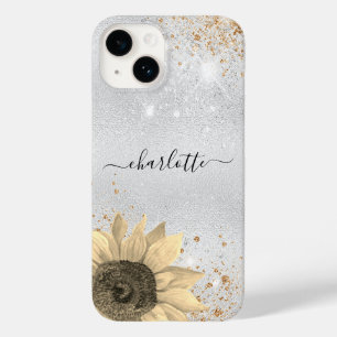 Silberflorenname rustikaler Glitzer Case-Mate iPhone 14 Hülle