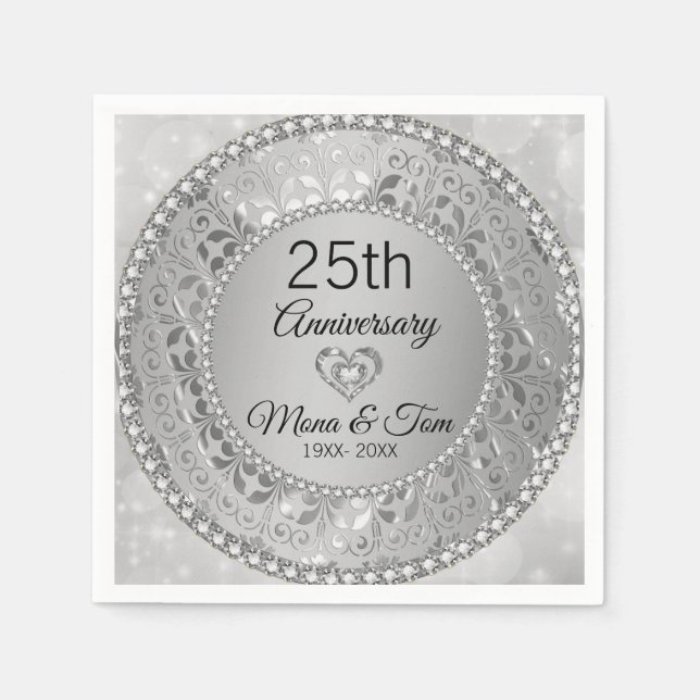 Silberflorentasche und Herz Serviette (Vorderseite)