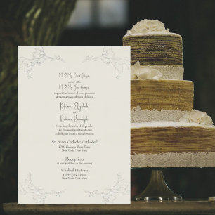 Silberfolie Beige Zwei Orte Beide Eltern Hochzeit Folieneinladung