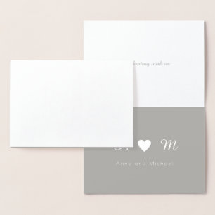 Silberfolie danke Ihnen mit Monogramm Hochzeit Folienkarte