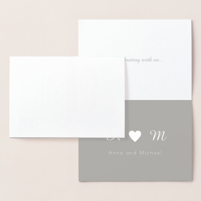 Silberfolie danke Ihnen mit Monogramm Hochzeit Folienkarte (Anzeige)