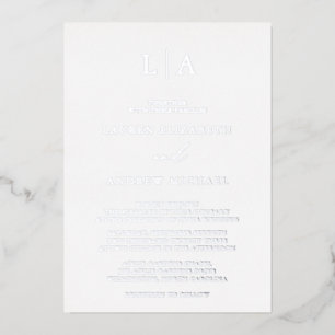 Silberfolie-Monogramm-Minimalistische Hochzeit Folieneinladung
