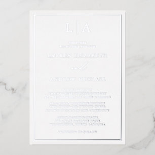 Silberfolie Monogramm Rand Minimalistische Hochzei Folieneinladung