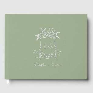 Silberfolie-Monogramm-Sagegrüne-Hochzeit Gästebuch