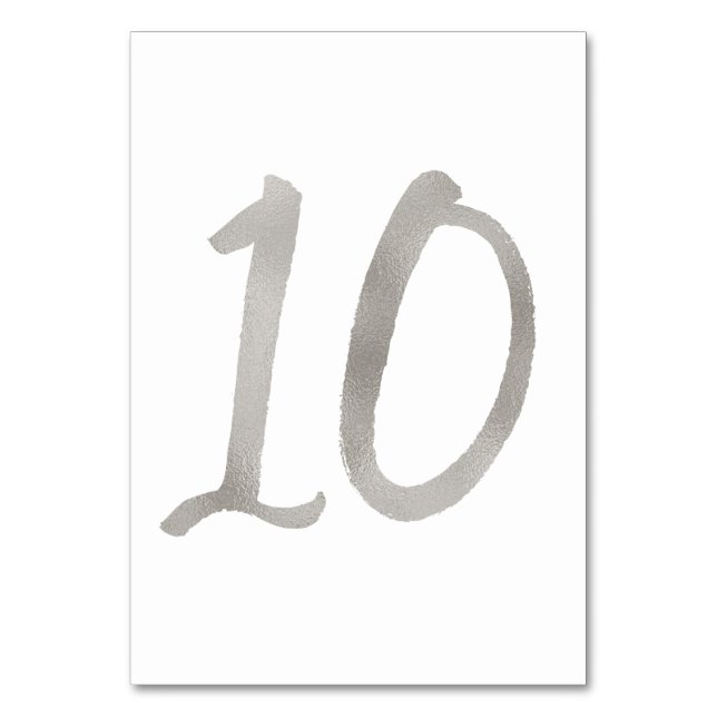 Silberfolie schick Hochzeitsfeier Tischnummer | Ta (Rückseite)