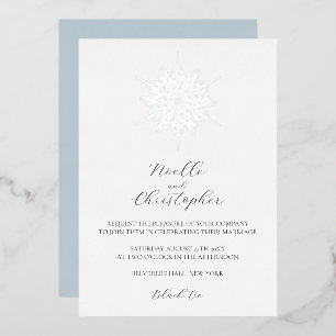 Silberfolie-Schneeflocke Elegante Winterhochzeit Folieneinladung