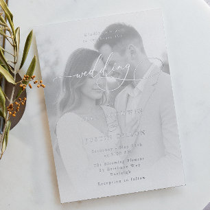 Silberfolie Schrift & Porträt Hochzeit Folieneinladung
