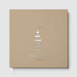 Silberfolie Taupe Champagner-Turm Hochzeit Gästebuch