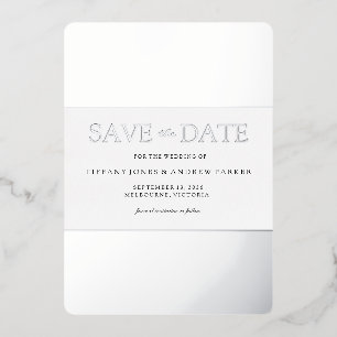 Silberfolie Trendy Moderne Hochzeit Save The Date Folieneinladung