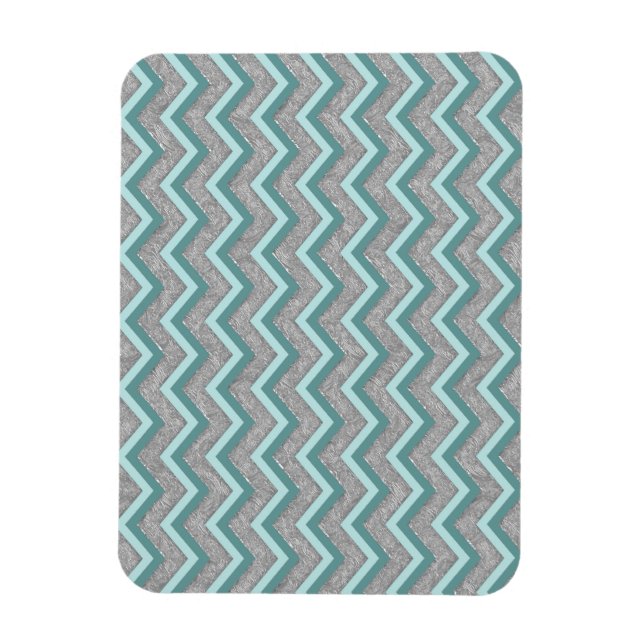 Silberfolie und Aquamarines ZigZag Magnet (Vertikal)