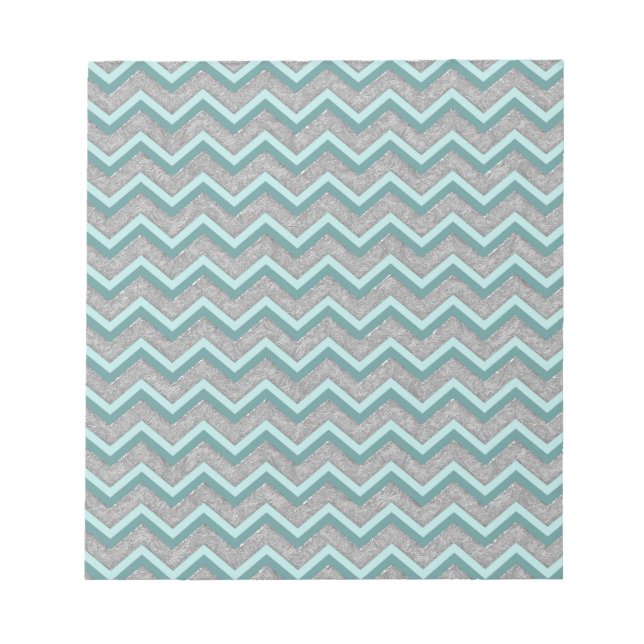 Silberfolie und Aquamarines ZigZag Notizblock (Vorderseite)