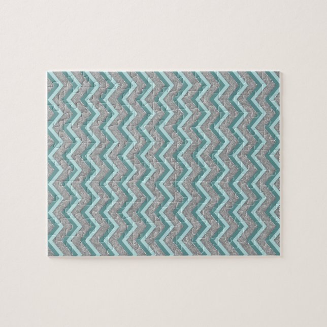 Silberfolie und Aquamarines ZigZag Puzzle (Horizontal)