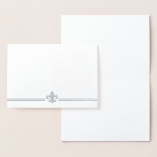 Silberfolie Vintage Fleur de Lis Grußkarte Folienkarte