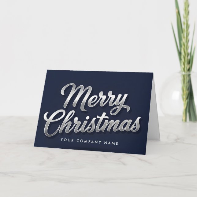 Silberfolie Vintage-Script Frohe Weihnachten (Vorderseite)