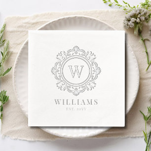 Silberfolien-Blumen-Hochzeits-Familienmonogramm Servietten Mit Folie