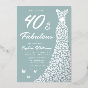 Silberfolien-Kleid 40 & Fabulous 40. Geburtstag Folieneinladung