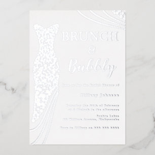 Silberfolien-Kleid Brautparty Brunch & Sekt Folieneinladung