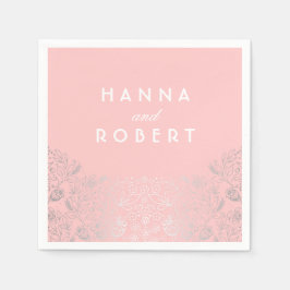 Silberfolieneffekt Blumenlandschaft Rosa Hochzeit Serviette