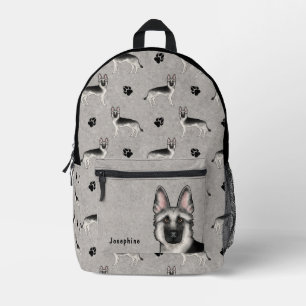 Silberfuchs Deutscher Schäferhund Muster und Name Bedruckter Rucksack