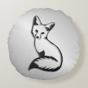 Silberfuchs Rundes Kissen