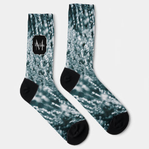 Silberfunkel abstraktes Monogramm gefrorene Eisbla Socken