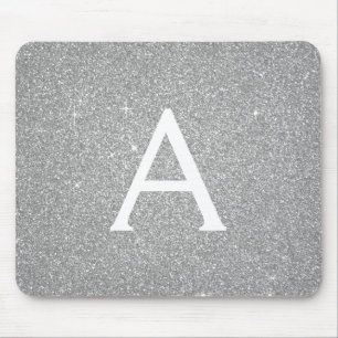 Silberfunkel-Glitzer Monogramm-Name Mousepad