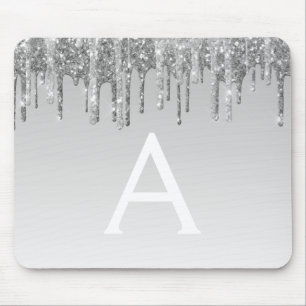 Silberfunkel-Glitzer Monogramm-Name Mousepad