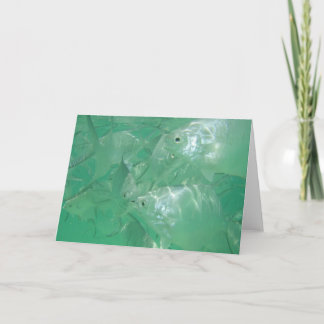 Silbergelbe Fischkarte, innen leer Karte