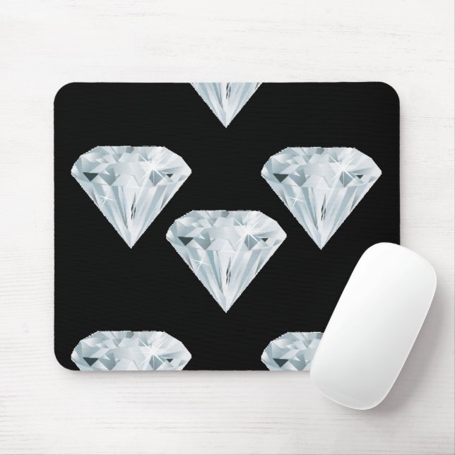 Silberglänzende Diamanten auf schwarz Mousepad (Mit Mouse)