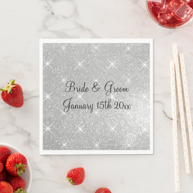 Silberglänzender Glitzer glänzende Galaveranstaltu Serviette (Beispiel)