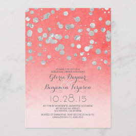 Silberglasie Konfetti Koralle Rosa Probe Abendesse Einladung