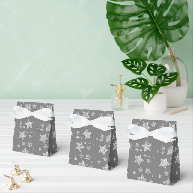 Silberglitter funkelt Sterne Muster hellgrau Geschenkschachtel (Zahlreiche)