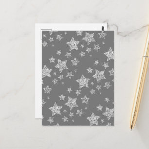 Silberglitter funkelt Sterne Muster hellgrau Postkarte