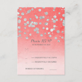 Silberglitz-Rosa-Korallenhochzeit RSVP-Karten RSVP Karte