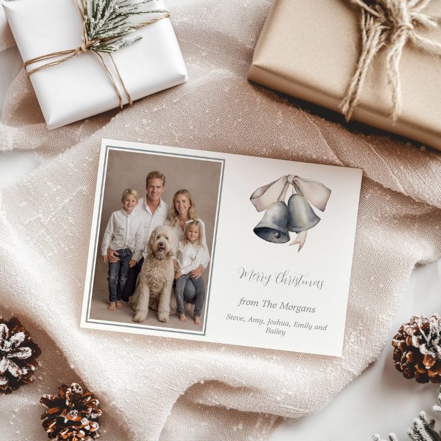 Silberglöckchen Foto Feiertagskarte (Silver Bells Photo Christmas Card)