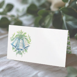 Silberglocken Aquarellgrün Monogramm Hochzeit Platzkarte