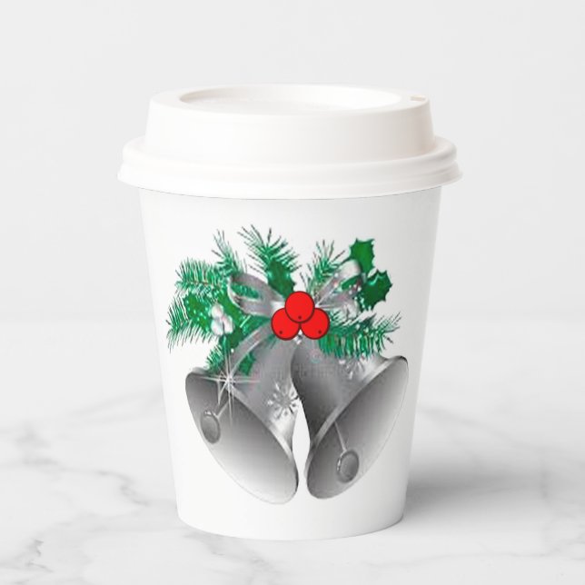 Silberglocken und Holly Paper Cups Pappbecher (Vorderseite)