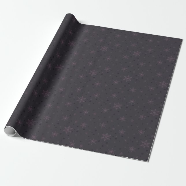 Silberglocken und Lila Schneeflocken Geschenkpapier (Ungerollt)