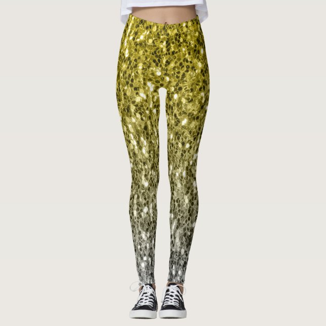 Silbergold dunkle Glitzern Glitzer ombre Leggings (Vorderseite)