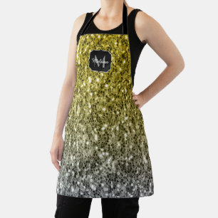 Silbergold dunkle Glitzern Glitzer ombre Monogram Schürze