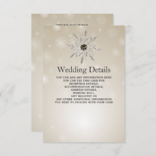Silbergold Schneeflocken Winter Hochzeit Details K Begleitkarte