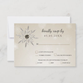 Silbergold Schneeflocken Winterhochzeit uAwg RSVP Karte