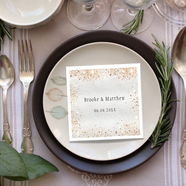 Silbergoldene Glitzer glamouröse Hochzeit Serviette (Von Creator hochgeladen)