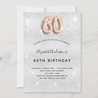 Silbergoldgold-Glitzer zum 60. Geburtstag Einladung