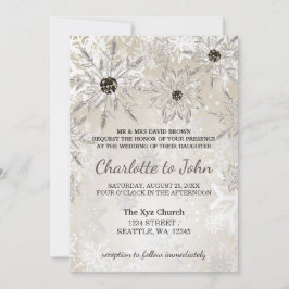 Silbergoldschneeflocken Winterhochzeit Einladung