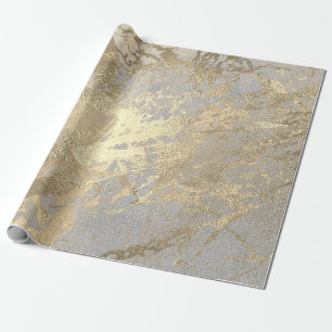 Silbergrau Abstrakt Golden Metallic Glass Stroke Geschenkpapier