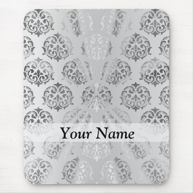 Silbergrau-Damastmuster Mousepad (Vorne)