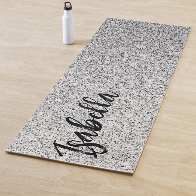 Silbergrau-Glitzer Glitzern Individuelle Name Yogamatte (Beispiel)