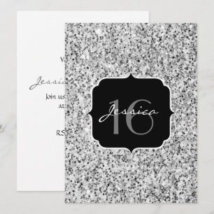 Silbergrau, leicht Glitzer Glitzern Sweet 16 Einladung