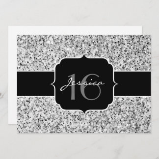 Silbergrau, leicht Glitzer Glitzern Sweet 16 Einladung